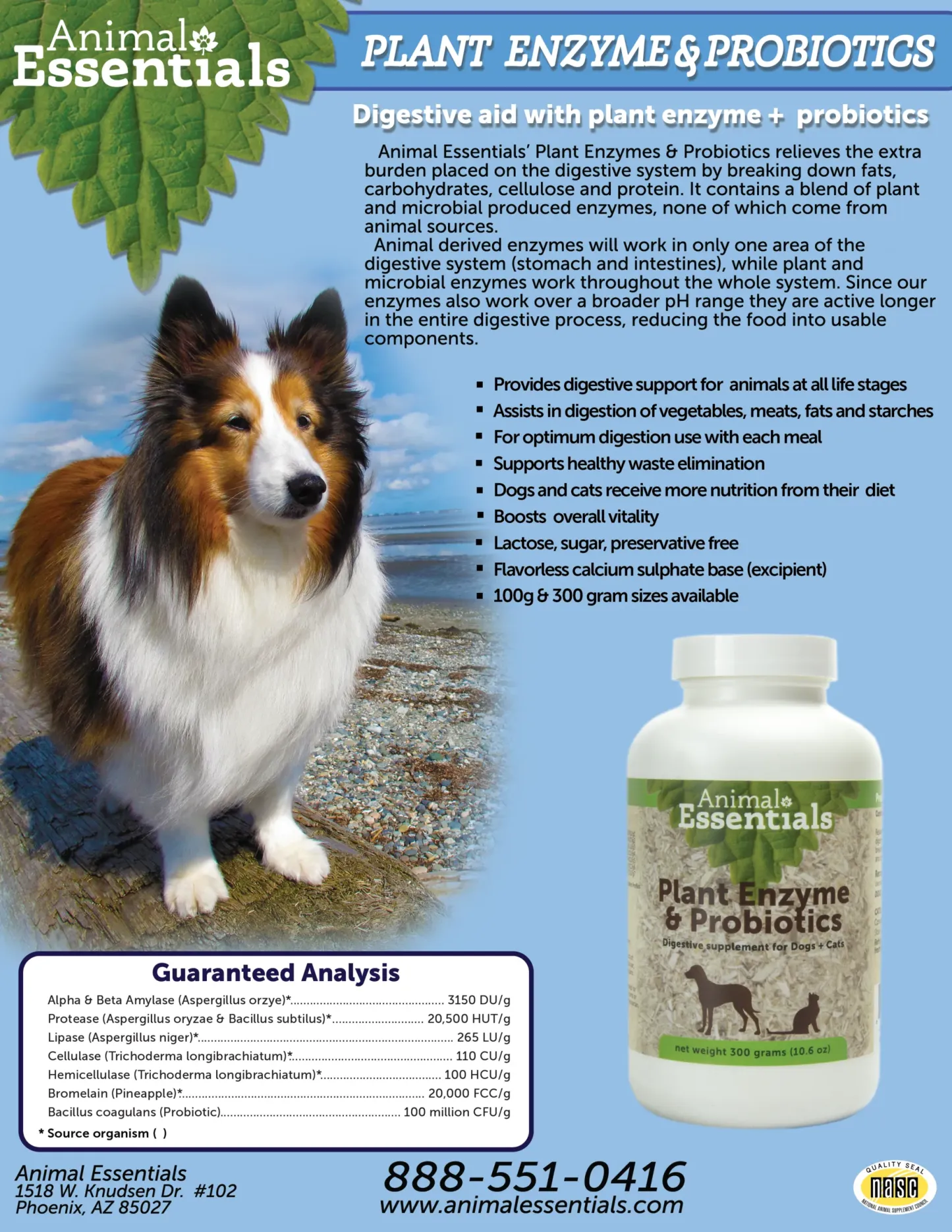 Animal Essentials Plant Enzyme & Probiotics | Digestive Pancreatitis Support | Holistic Healthcare for Dogs & Cats