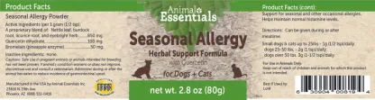 Animal Essentials Seasonal Allergy | Environmental Seasonal Allergies Support | Holistic Healthcare for Dogs & Cats