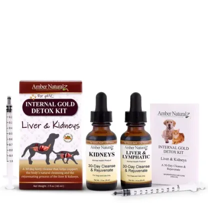 Amber Naturalz Internal Gold Detox Kit™ Liver & Kidney Support | Detoxification Support | Holistic Healthcare for Dogs and Cats