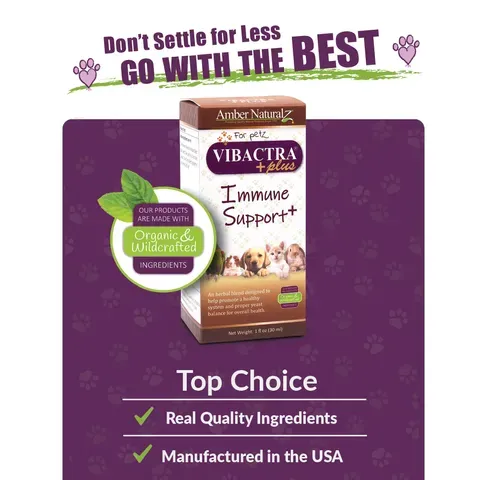 Amber Naturalz Vibactra Plus Immune Support | Yeast Support | Holistic Healthcare for Dog and Cats