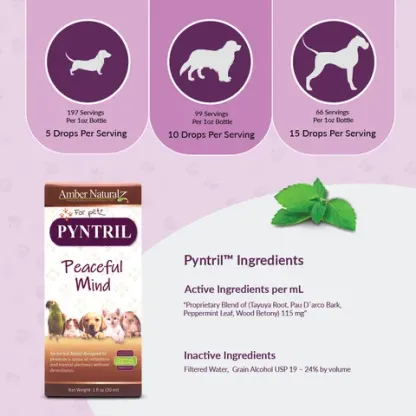 Amber Naturalz Pyntril™ Peaceful Mind | Stress Anxiety Support | Holistic Healthcare for Dogs and Cats