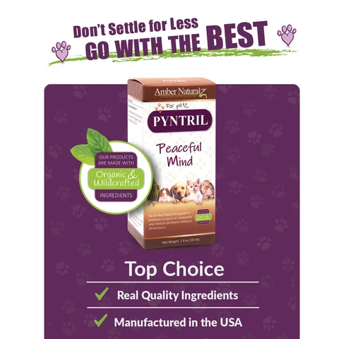Amber Naturalz Pyntril™ Peaceful Mind | Stress Anxiety Support | Holistic Healthcare for Dogs and Cats