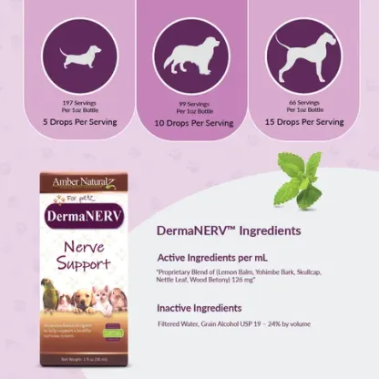 Amber Naturalz DermaNERV™ Nerve Support | Nerve, Seizures, Brain Support | Holistic Healthcare for Dog and Cats