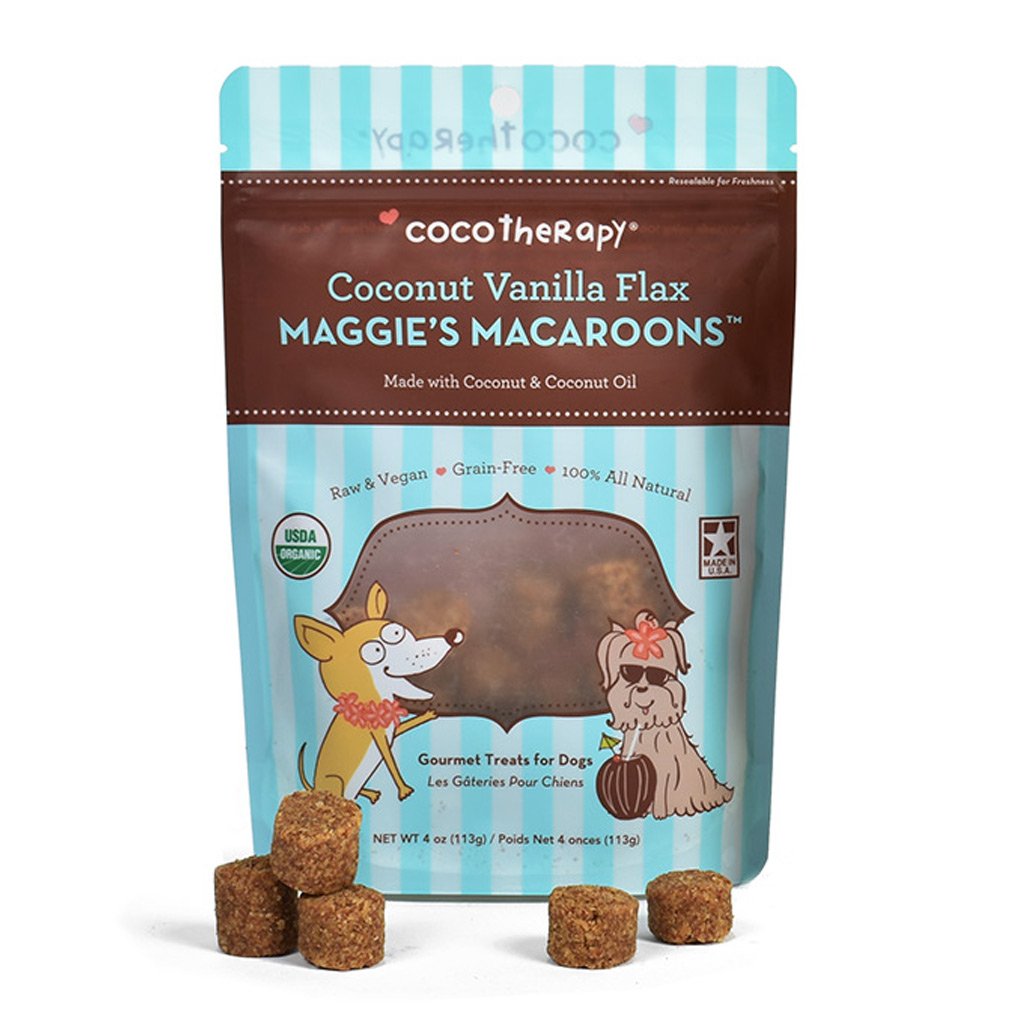 CocoTherapy Organic Maggie's Macaroons | Vegan Grain Gluten-Free Coconut Dehydrated Soft Treats For Dogs | Premium Pets Treats