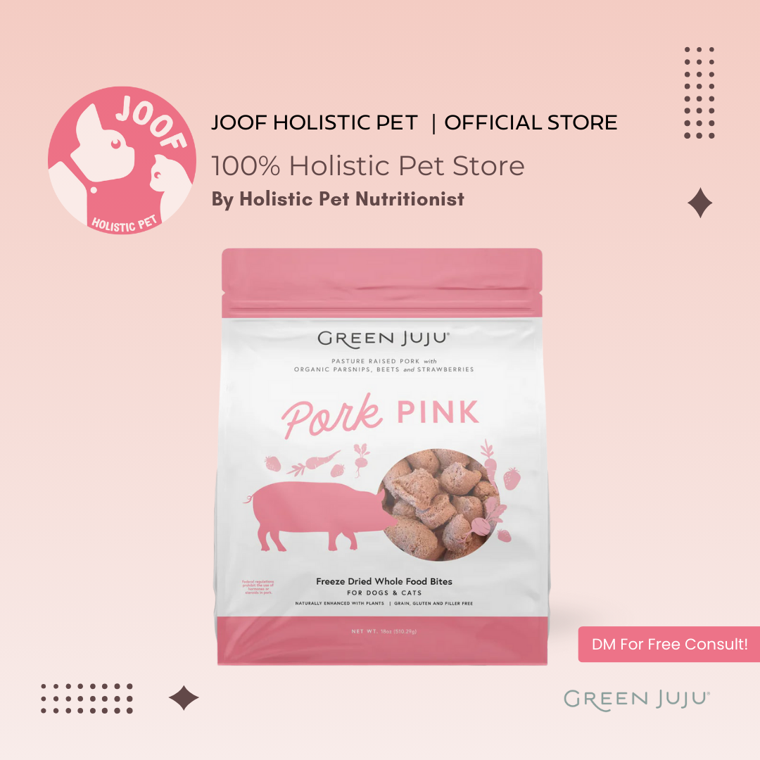 Green Juju Pork Pink (3oz & 7.5oz) Freeze Dried Antioxidant Support Meal Topper for Dogs and Cats