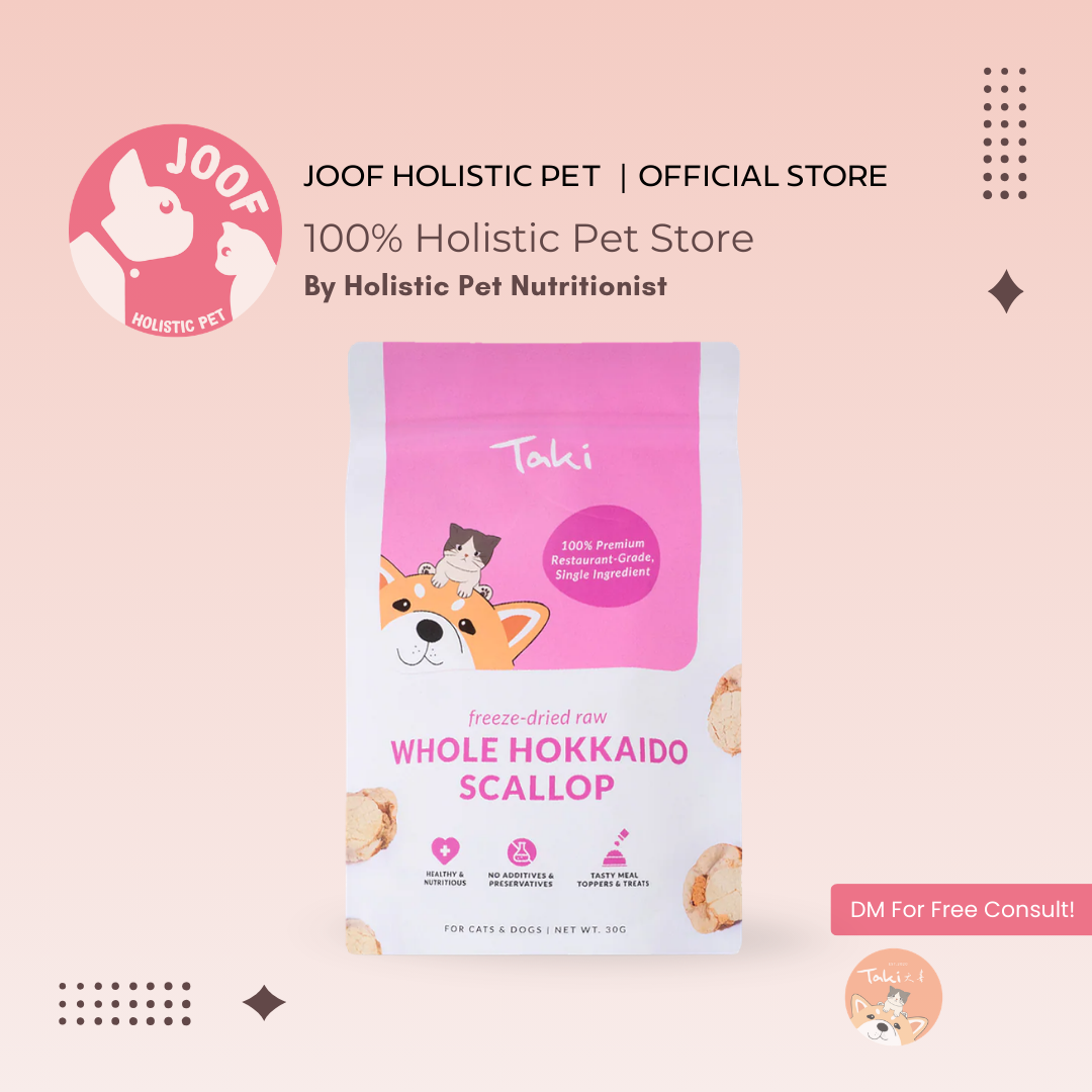 Taki Pets Hokkaido Scallop (30g) Freeze Dried Zinc Immune Food Topper for Dogs and Cats
