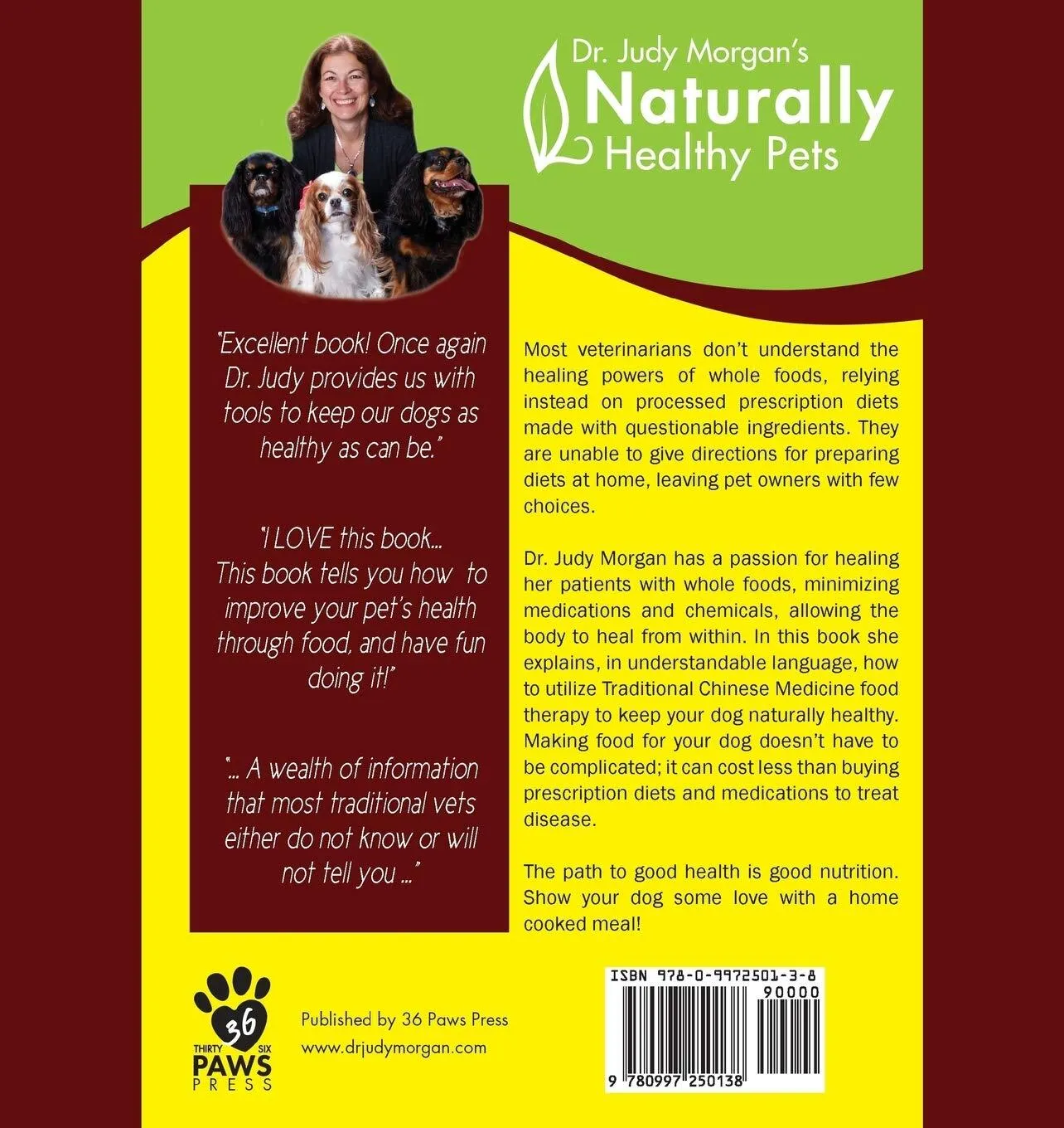 Dr Judy Morgan Book - Yin and Yang Nutrition for Dogs : Maximizing Health with Whole Foods, Not Drugs | Pet Nutrition Support Book