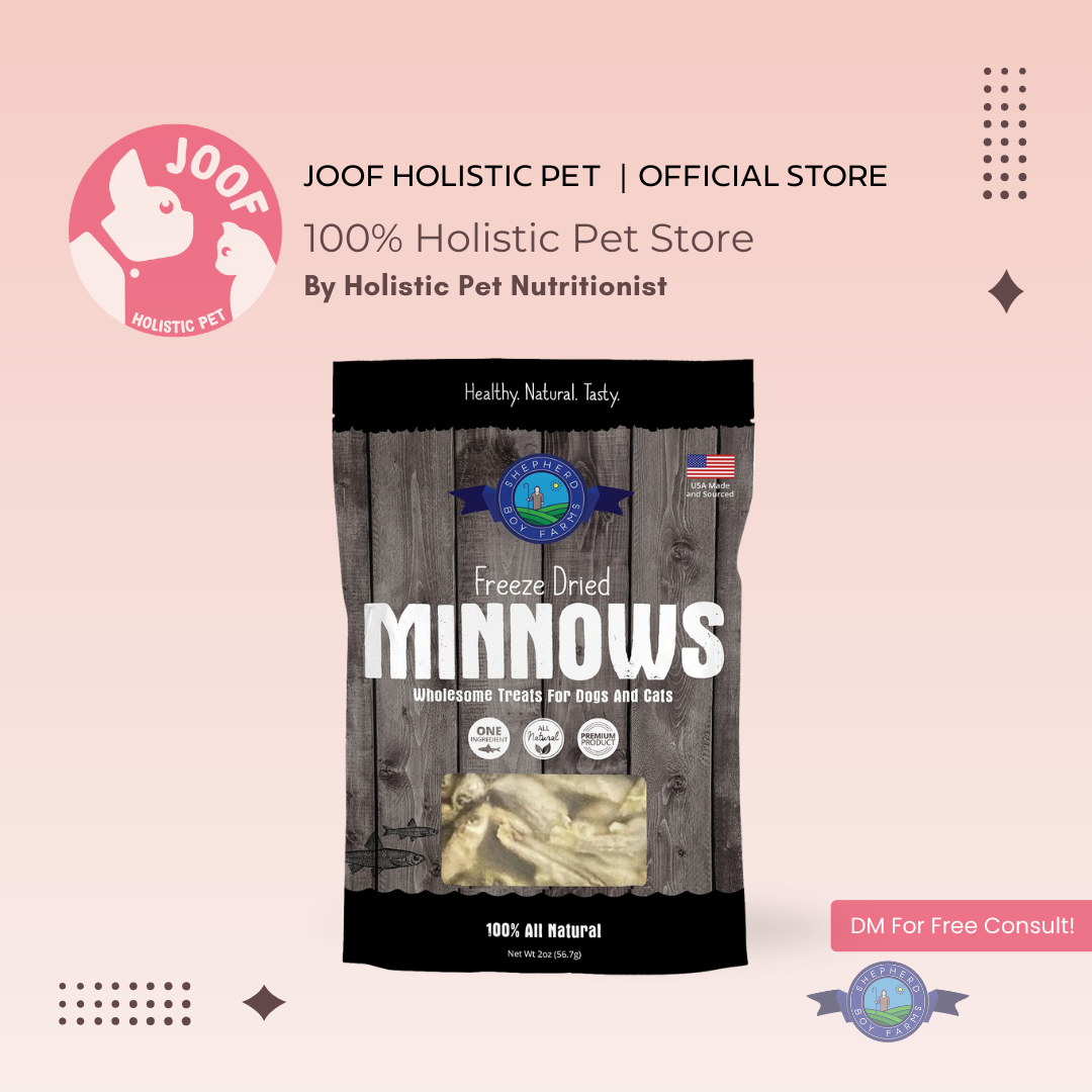 Shepherd Boy Farms Minnows (2oz) Freeze Dried Omega 3 Skin Coat Brain Support Treat for Dogs and Cats