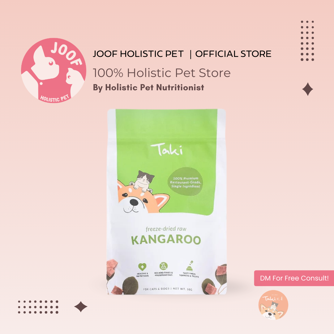 Taki Pets Kangaroo (50g) Freeze Dried Novel Protein Allergy Friendly Treat for Dogs and Cats