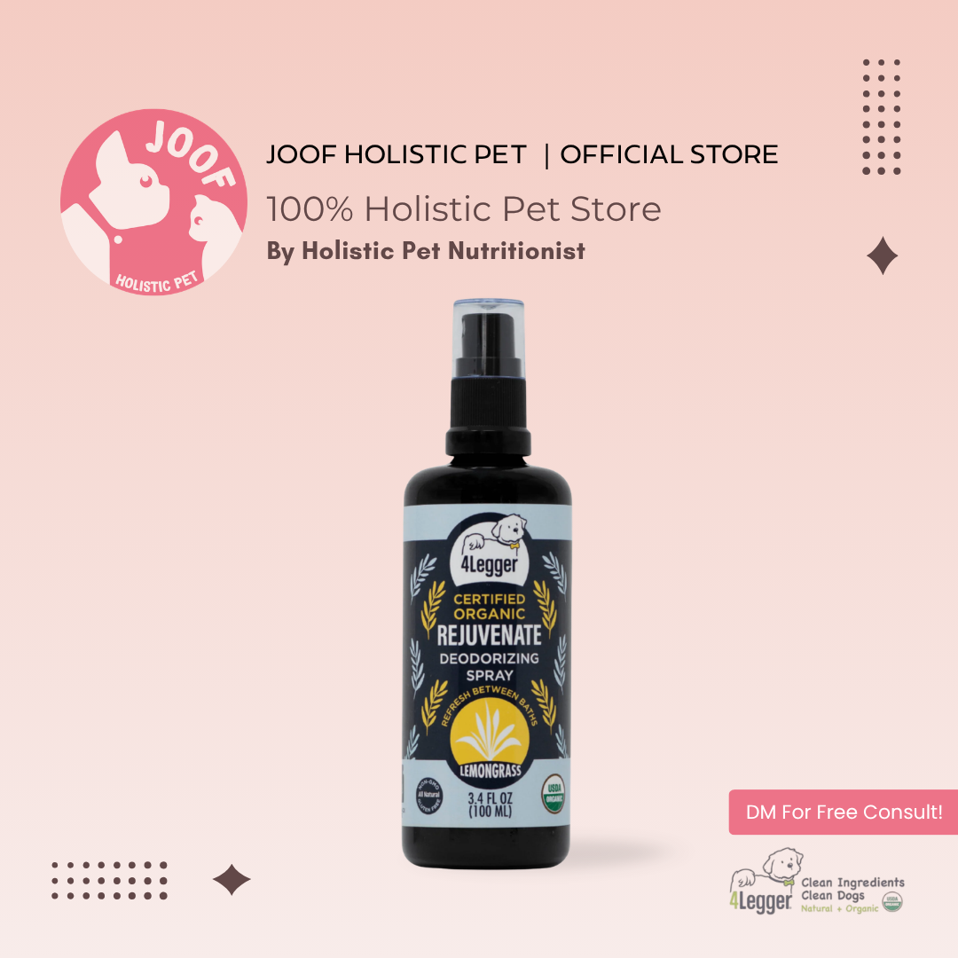 4Legger Rejuvenate Lemongrass Deodorizing Spray (3.4oz) USDA Organic Alcohol Free Insect-Repelling Dog Perfume