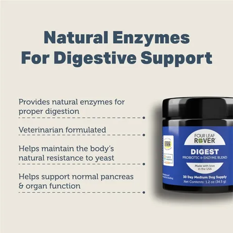 Four Leaf Rover Digest | Digestive Pancreatitis Support + Soil Based Probiotics | Holistic Healthcare for Dogs