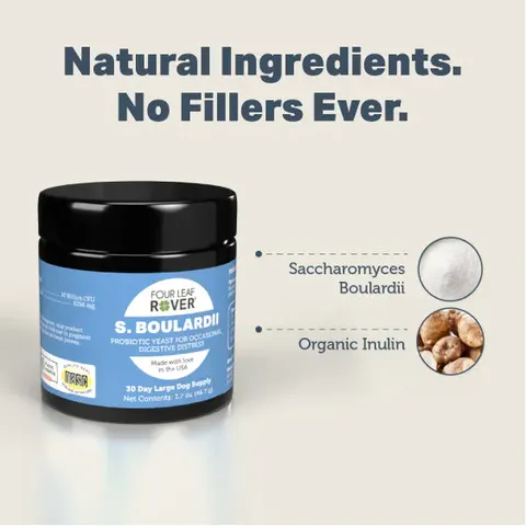 Four Leaf Rover Saccharomyces Boulardii | Yeast-Based Probiotics Diarrhea Support | Holistic Health for Dogs