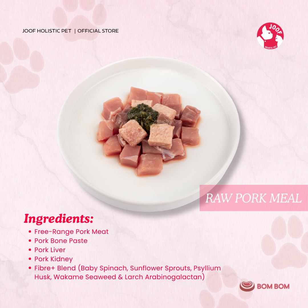 BOMBOM Pork Raw (100g) BARF Single Protein Elimination Diet for Dogs and Cats