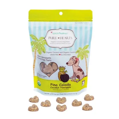 CocoTherapy Organic Pure Hearts Cookies | Vegan Grain Gluten Free Coconut Baked Treats For Dogs | Premium Pets Treats