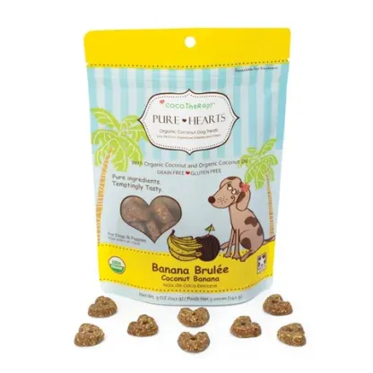 CocoTherapy Organic Pure Hearts Cookies | Vegan Grain Gluten Free Coconut Baked Treats For Dogs | Premium Pets Treats