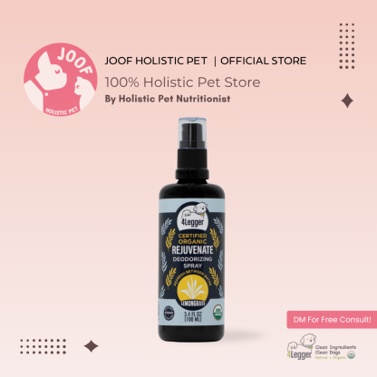 4Legger Rejuvenate Lemongrass Deodorizing Spray (3.4oz) USDA Organic Alcohol Free Insect-Repelling Dog Perfume