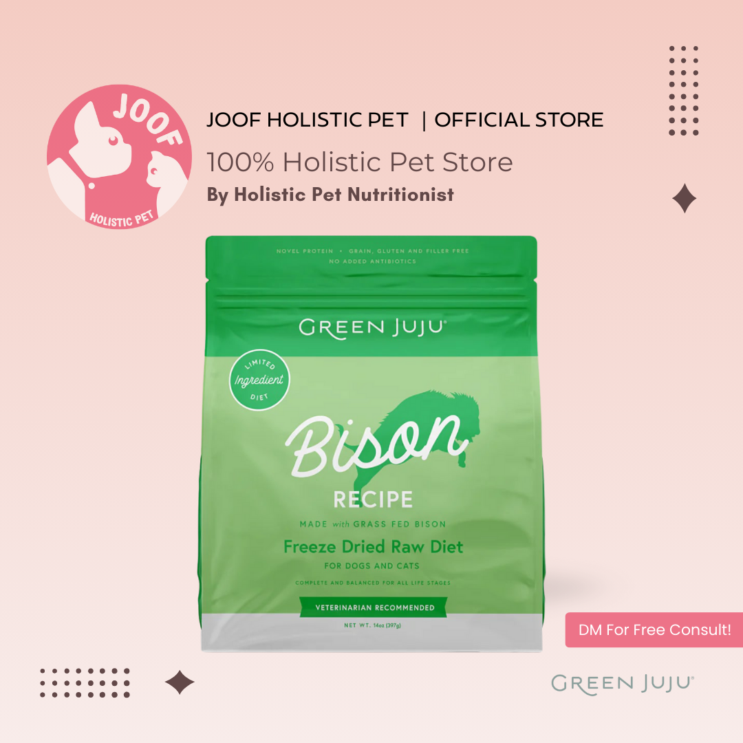 Green Juju Bison (14oz) Freeze Dried Raw Single Protein Allergy Sensitive Diet for Dogs and Cats