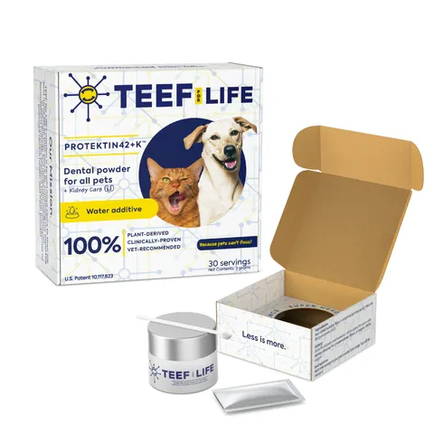 TEEF for Life Protektin42+K Dental Kit | Prebiotic Dental Powder for ALL pets (Sodium-free) | Holistic Healthcare for Dogs and Cats