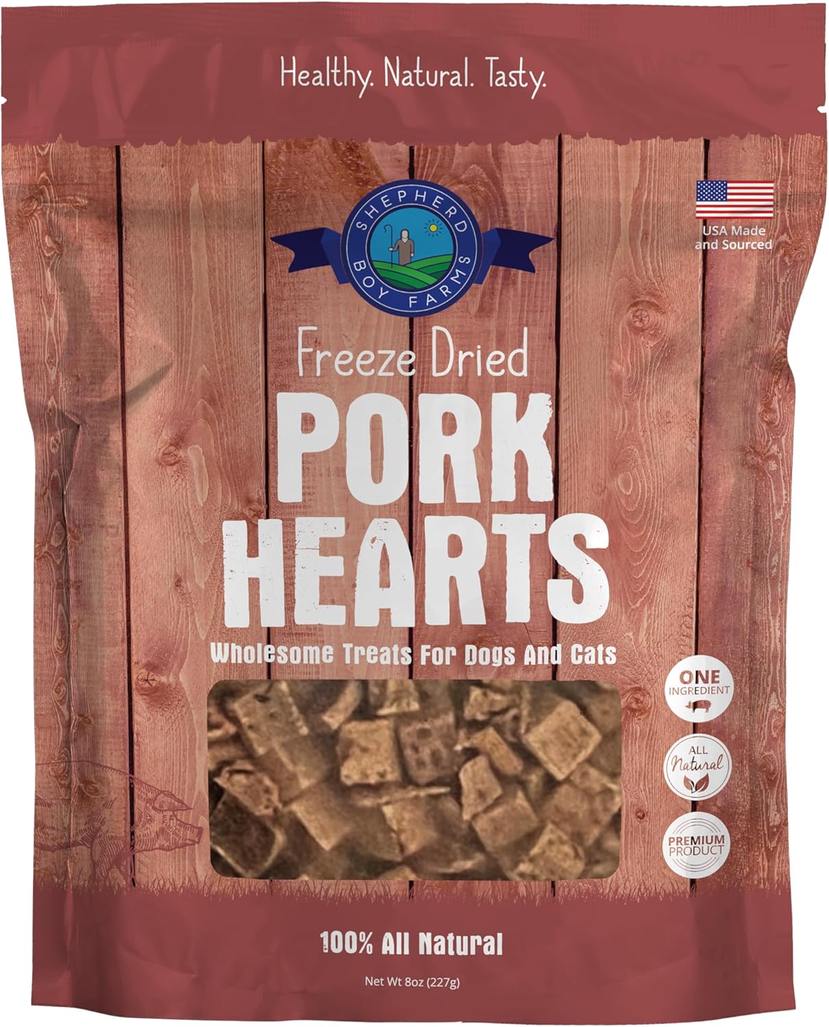 Shepherd Boy Farms Pork Hearts | Freeze-Dried Treats Whole Food Toppers For Dogs and Cats | Premium Pet Treats