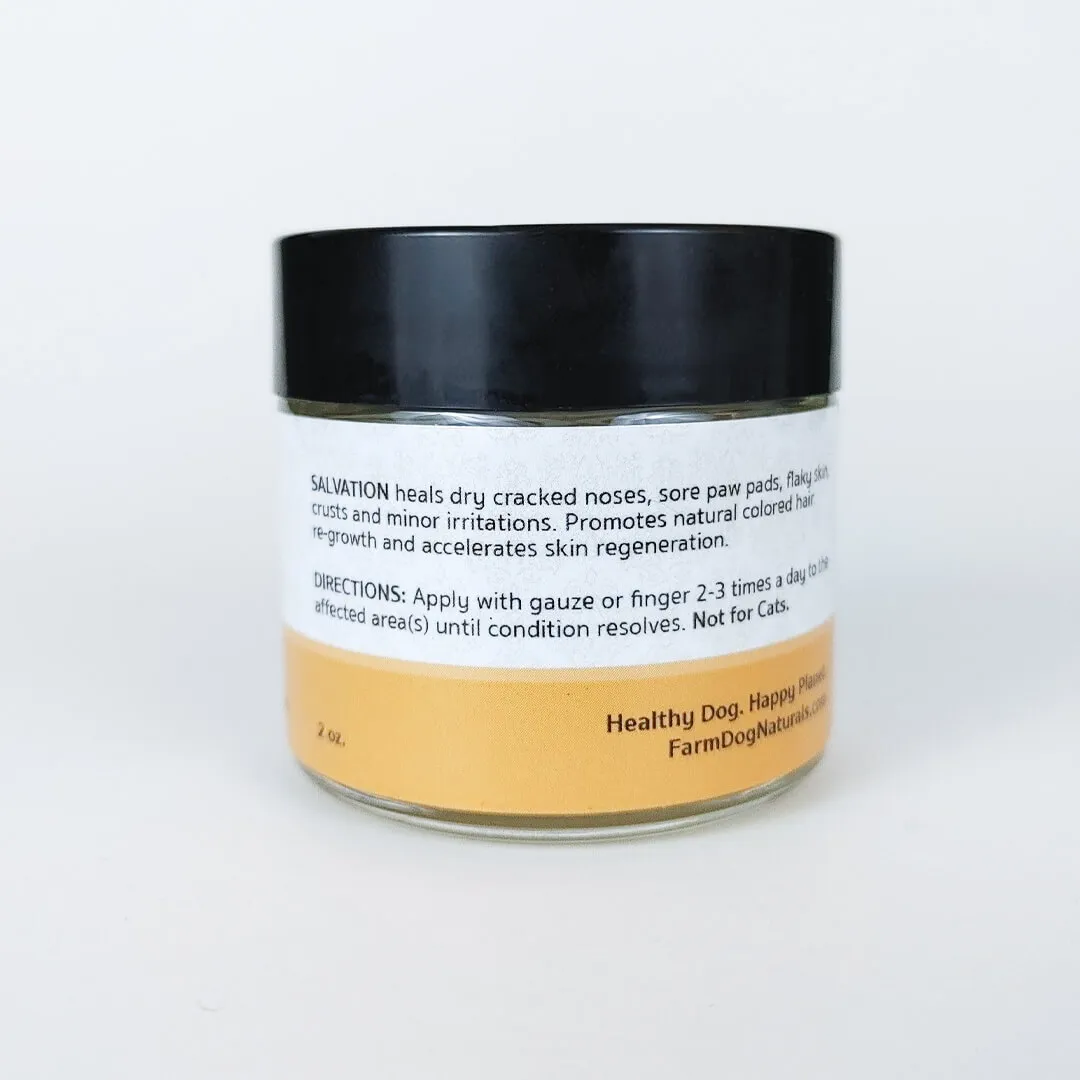 Farm Dog Naturals Salvation Salve (2oz) | Crusty Nose/Dry Skin Inflamed Topical Support | Holistic Grooming Care for Dog