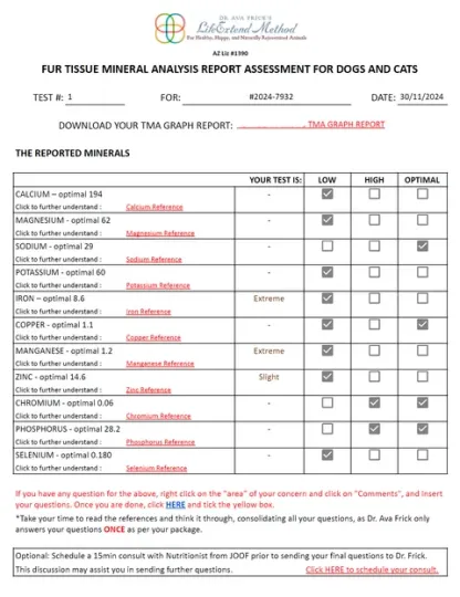 Dr. Ava Frick Animal HTMA Test | Nutrients Deficiency and Heavy Metal Toxicity Test | Holistic Healthcare for Dogs & Cats
