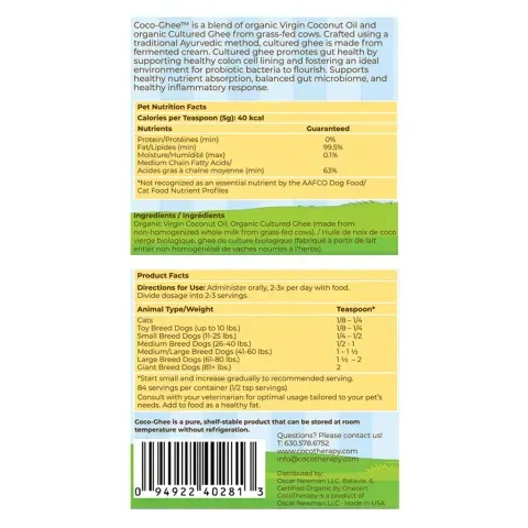 CocoTherapy Coco-Ghee (7.5oz) | Gut, Digestion, Nutrient Absorption, Skin Support | Holistic Healthcare for Dogs, Cats and Pet Parents