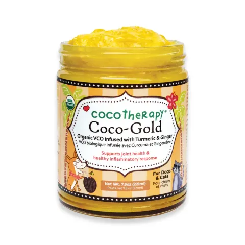 CocoTherapy Coco-Gold (7.5oz) | USDA Certified Organic Coconut Oil infused with Organic Turmeric and Organic Ginger