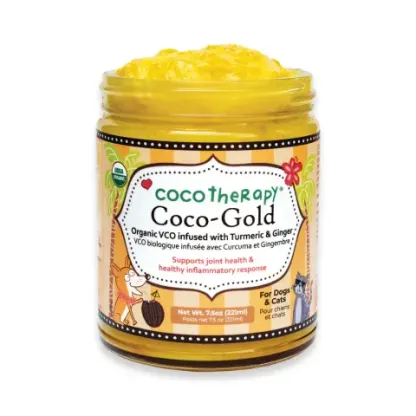 CocoTherapy Coco-Gold (7.5oz) | USDA Certified Organic Coconut Oil infused with Organic Turmeric and Organic Ginger
