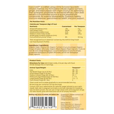 CocoTherapy Coco-Gold (7.5oz) | USDA Certified Organic Coconut Oil infused with Organic Turmeric and Organic Ginger