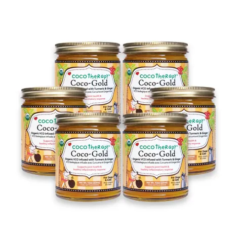 CocoTherapy Coco-Gold (7.5oz) | USDA Certified Organic Coconut Oil infused with Organic Turmeric and Organic Ginger