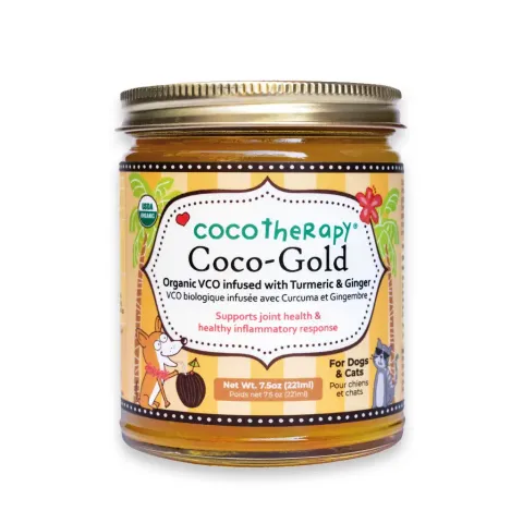 CocoTherapy Coco-Gold (7.5oz) | USDA Certified Organic Coconut Oil infused with Organic Turmeric and Organic Ginger
