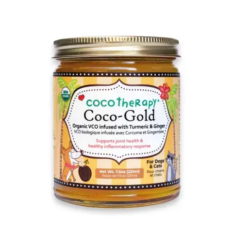 CocoTherapy Coco-Gold (7.5oz) | USDA Certified Organic Coconut Oil infused with Organic Turmeric and Organic Ginger