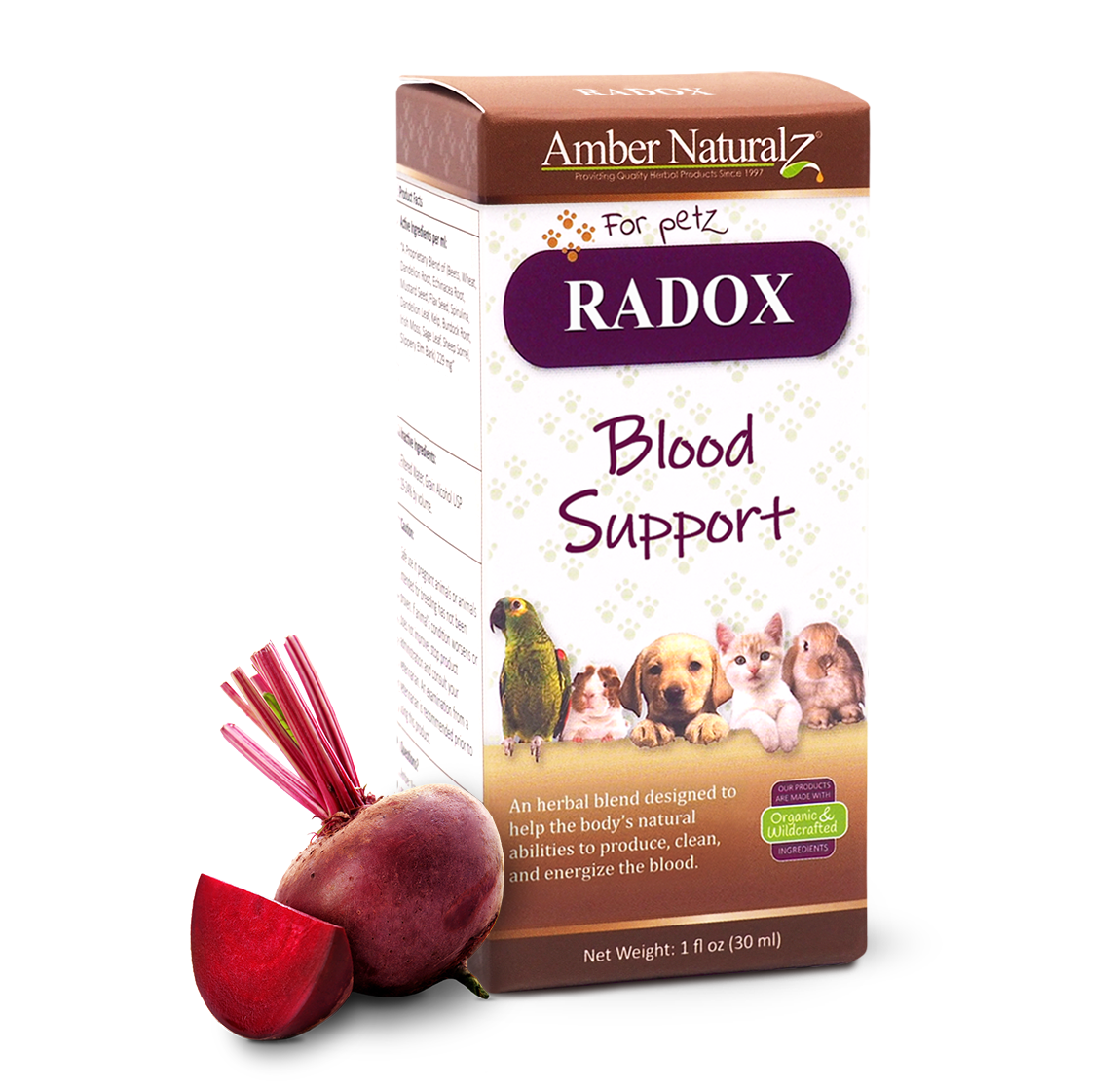 Amber Naturalz Radox Blood Support (1oz) Anemia Blood Bone Marrow Support Herbal Tincture for Dogs and Cats