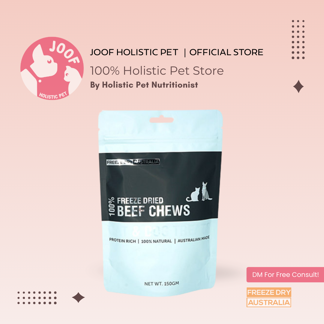 Freeze Dry Australia Beef Chews (150g) Freeze Dried Long Lasting Natural Chew Treat for Dogs and Cats