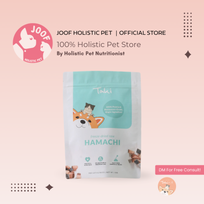 Taki Pets Hamachi Yellowtail (50g) Freeze Dried Omega 3 Skin Coat Treat for Dogs and Cats