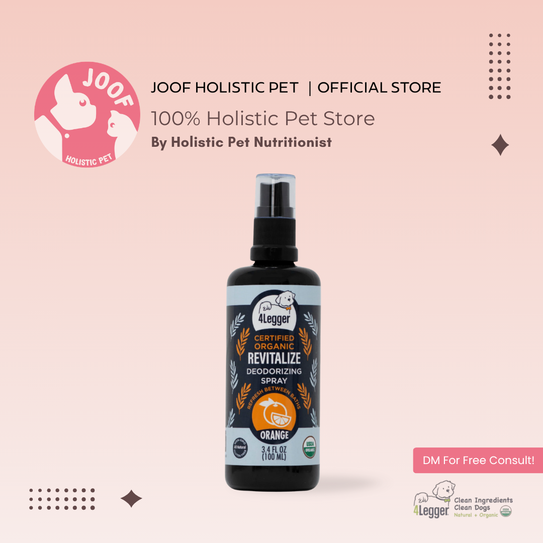 4Legger Revitalize Sweet Orange Deodorizing Spray (3.4oz) USDA Organic Alcohol Free Uplifting Dog Perfume