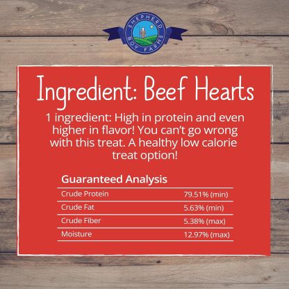 Shepherd Boy Farms Beef Hearts | Freeze-Dried Treats Whole Food Toppers For Dogs and Cats | Premium Pet Treats
