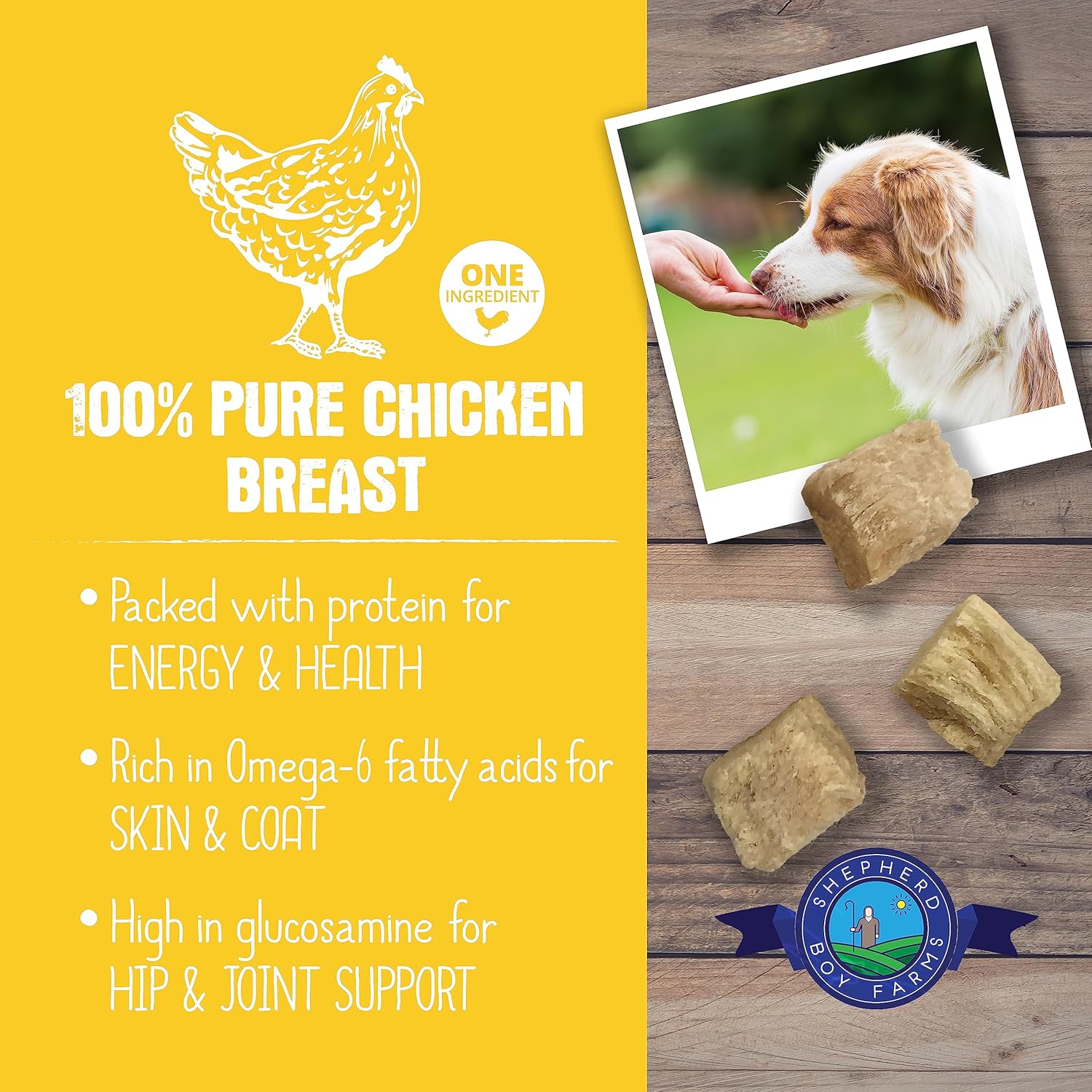 Shepherd Boy Farms Chicken Breast (3oz) Freeze Dried Single Ingredient Lean Treat for Dogs and Cats
