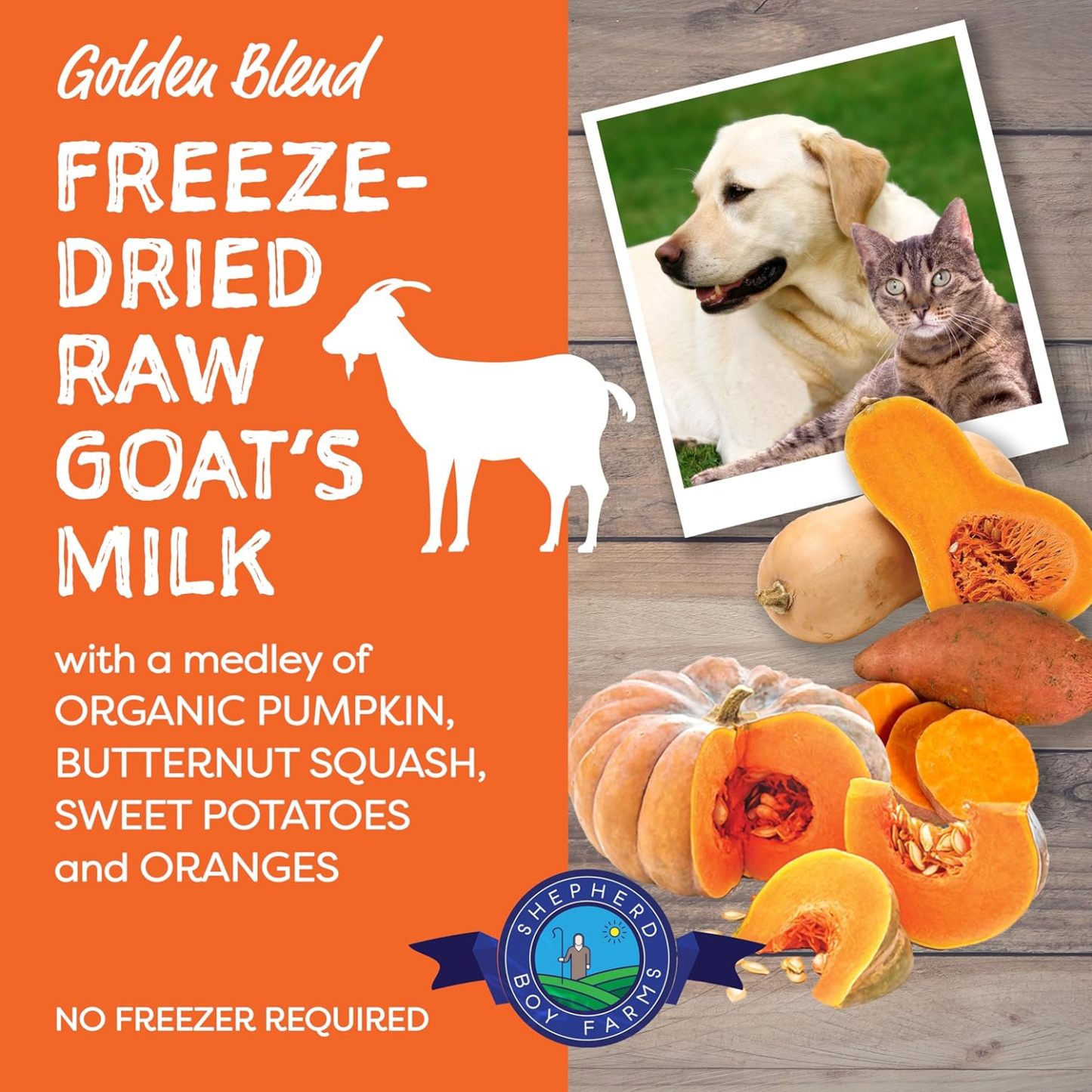 Shepherd Boy Farms Golden Blend Raw Goat's Milk | Freeze-Dried Whole Food Toppers For Dogs and Cats | Premium Pet Food