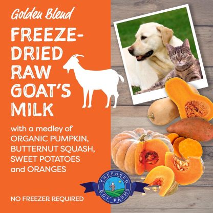 Shepherd Boy Farms Golden Blend Raw Goat's Milk | Freeze-Dried Whole Food Toppers For Dogs and Cats | Premium Pet Food