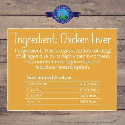 Shepherd Boy Farms Chicken Liver (3oz) Freeze Dried Organ Training Treat for Dogs and Cats