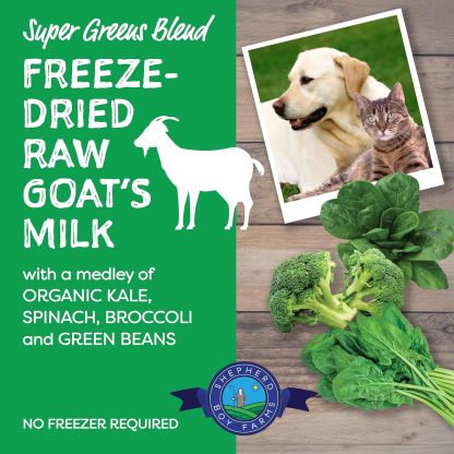 Shepherd Boy Farms Super Greens Blend Raw Goat's Milk | Freeze-Dried Whole Food Toppers For Dogs and Cats | Premium Pet Food