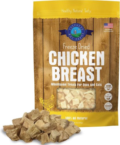 Shepherd Boy Farms Chicken Breast (3oz) Freeze Dried Single Ingredient Lean Treat for Dogs and Cats