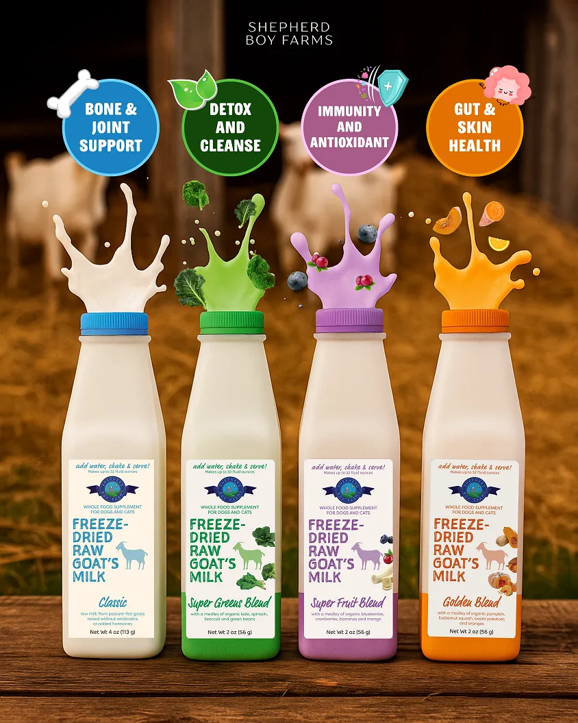 Shepherd Boy Farms Classic Raw Goat's Milk | Freeze-Dried Whole Food Toppers For Dogs and Cats | Premium Pet Food