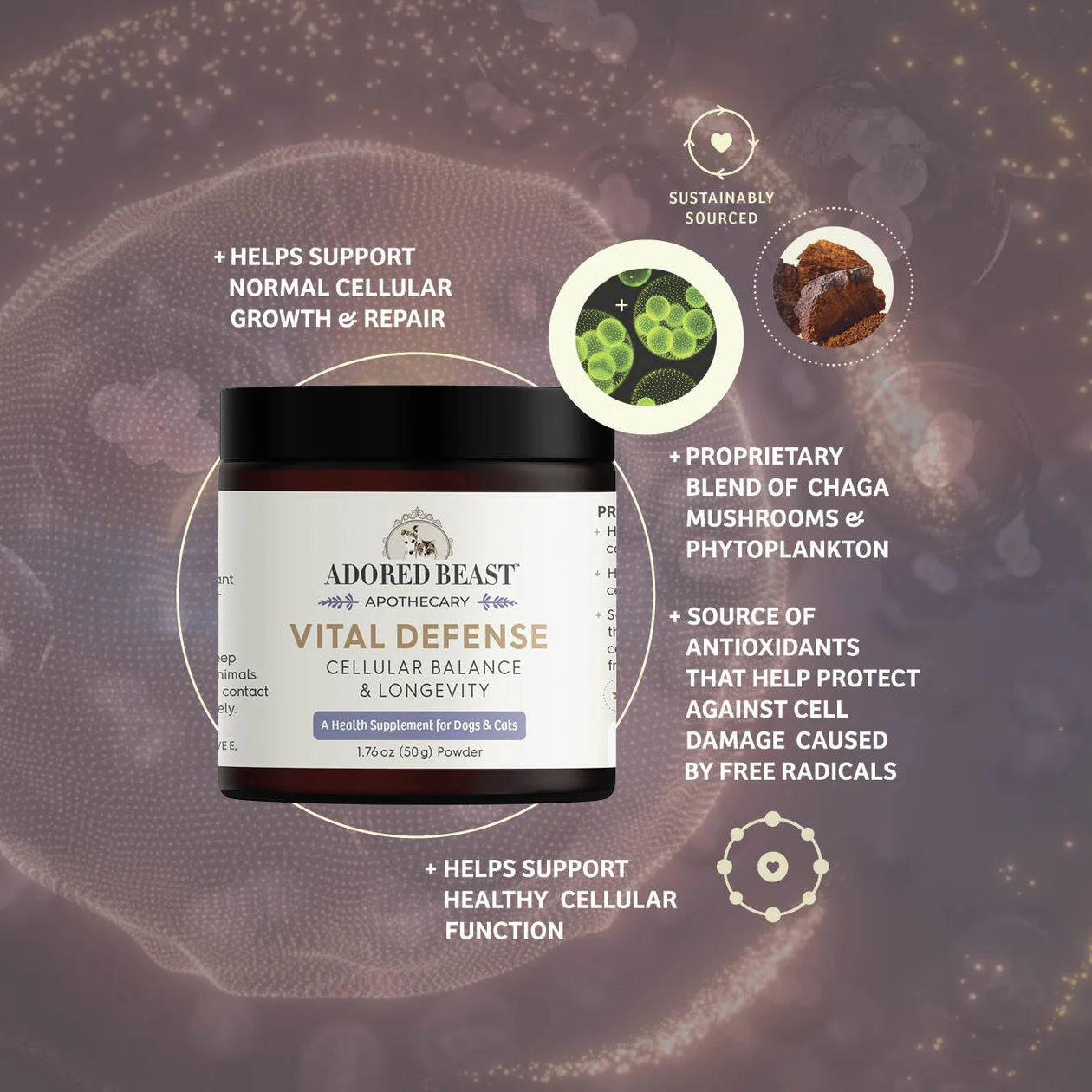 Adored Beast Vital Defense | Super Antioxidant Immune Cellular Support | Holistic Healthcare for Dogs & Cats