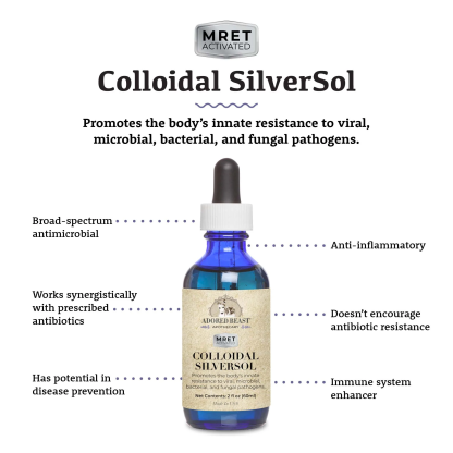 Adored Beast Colloidal SilverSol (60ml) Antiviral Antifungal Immune Support for Dogs and Cats