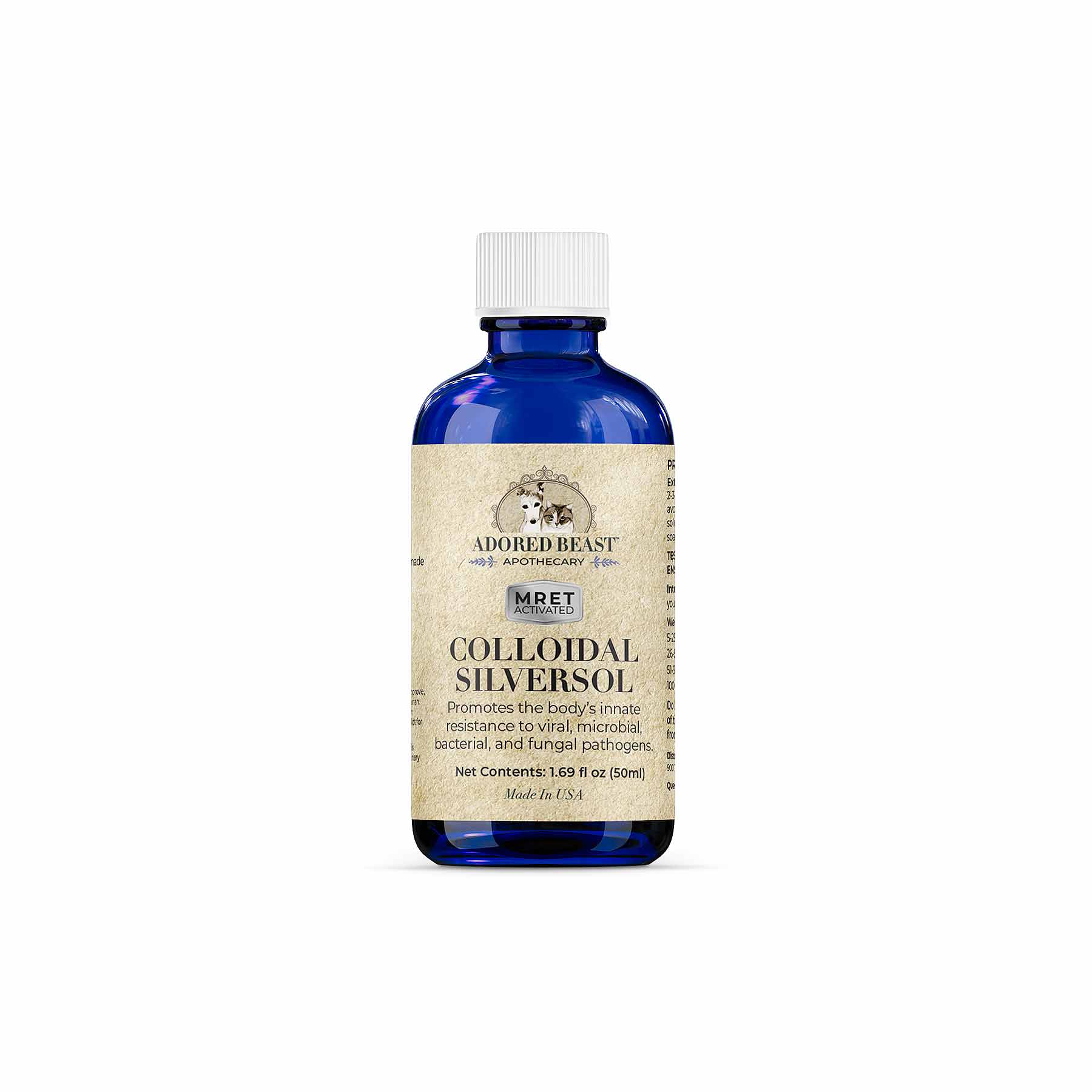 Adored Beast Colloidal SilverSol (60ml) Antiviral Antifungal Immune Support for Dogs and Cats