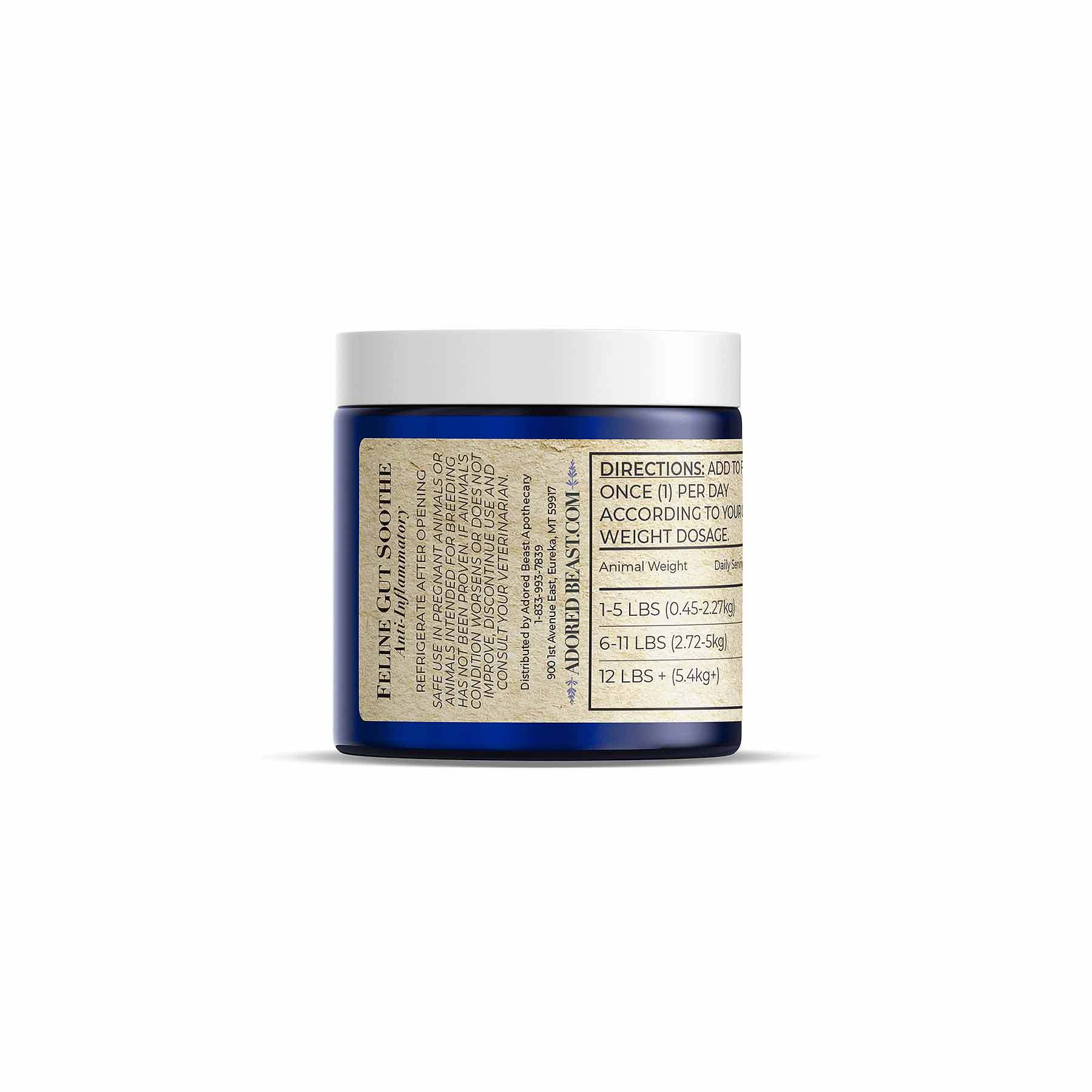 Adored Beast Feline Gut Soothe (46g) | Pre & Probiotics + Anti-Inflammatory Support | Holistic Healthcare for Cats