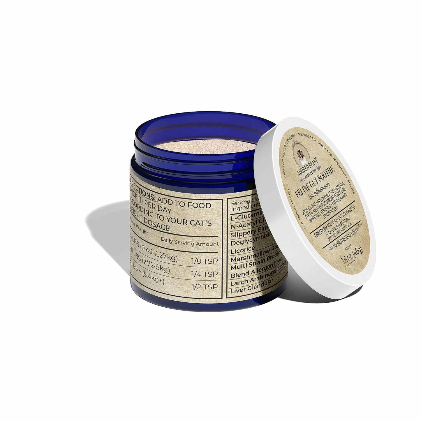 Adored Beast Feline Gut Soothe (46g) | Pre & Probiotics + Anti-Inflammatory Support | Holistic Healthcare for Cats