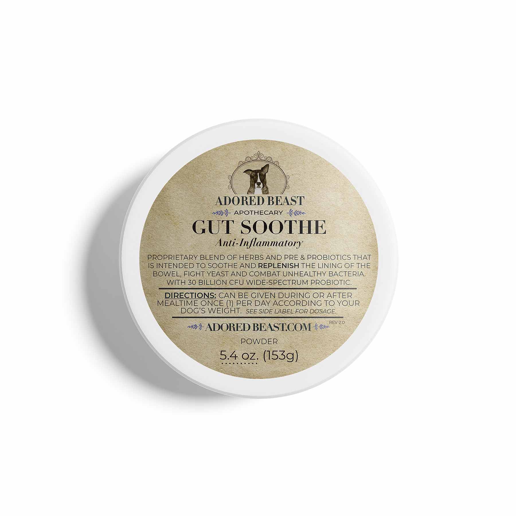 Adored Beast Gut Soothe | Pre & Probiotics Diarrhea IBD Support | Holistic Healthcare for Dogs and Cats